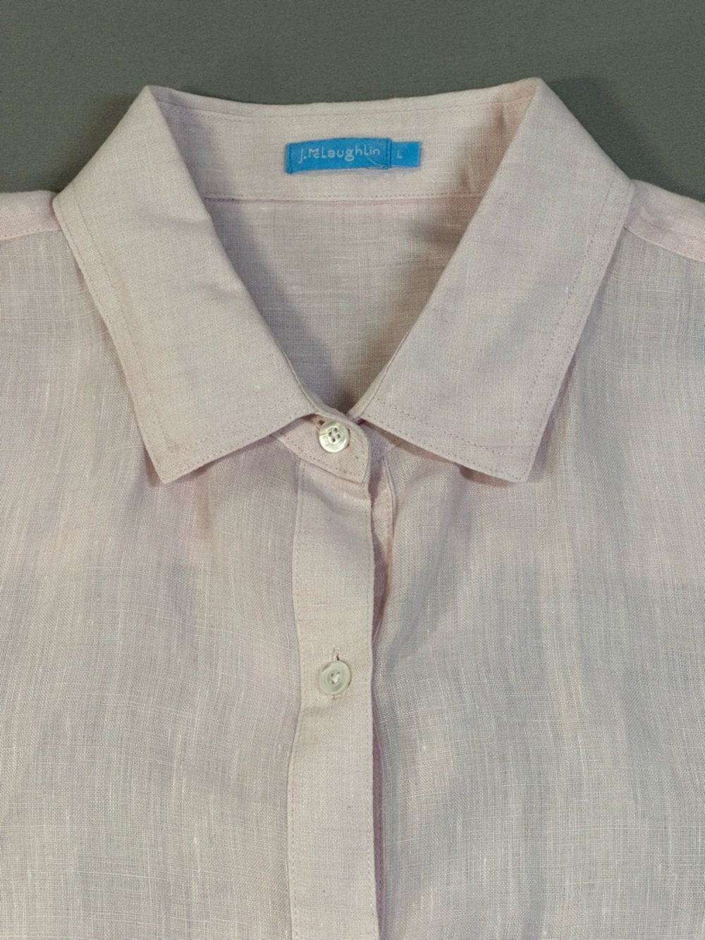 J. McLaughlin Britt Linen Shirt, Button Down, Light Pink - Womens Large - Picture 6 of 14